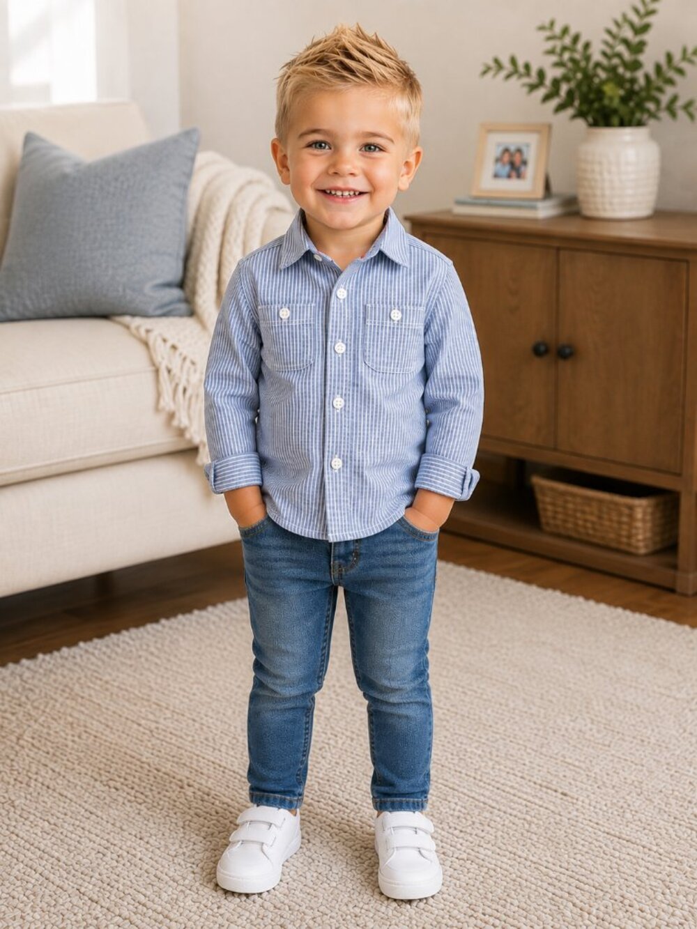 NWT OshKosh B’gosh Toddler Boy Outfit Set Size 2T Striped Shirt Skinny Jeans
